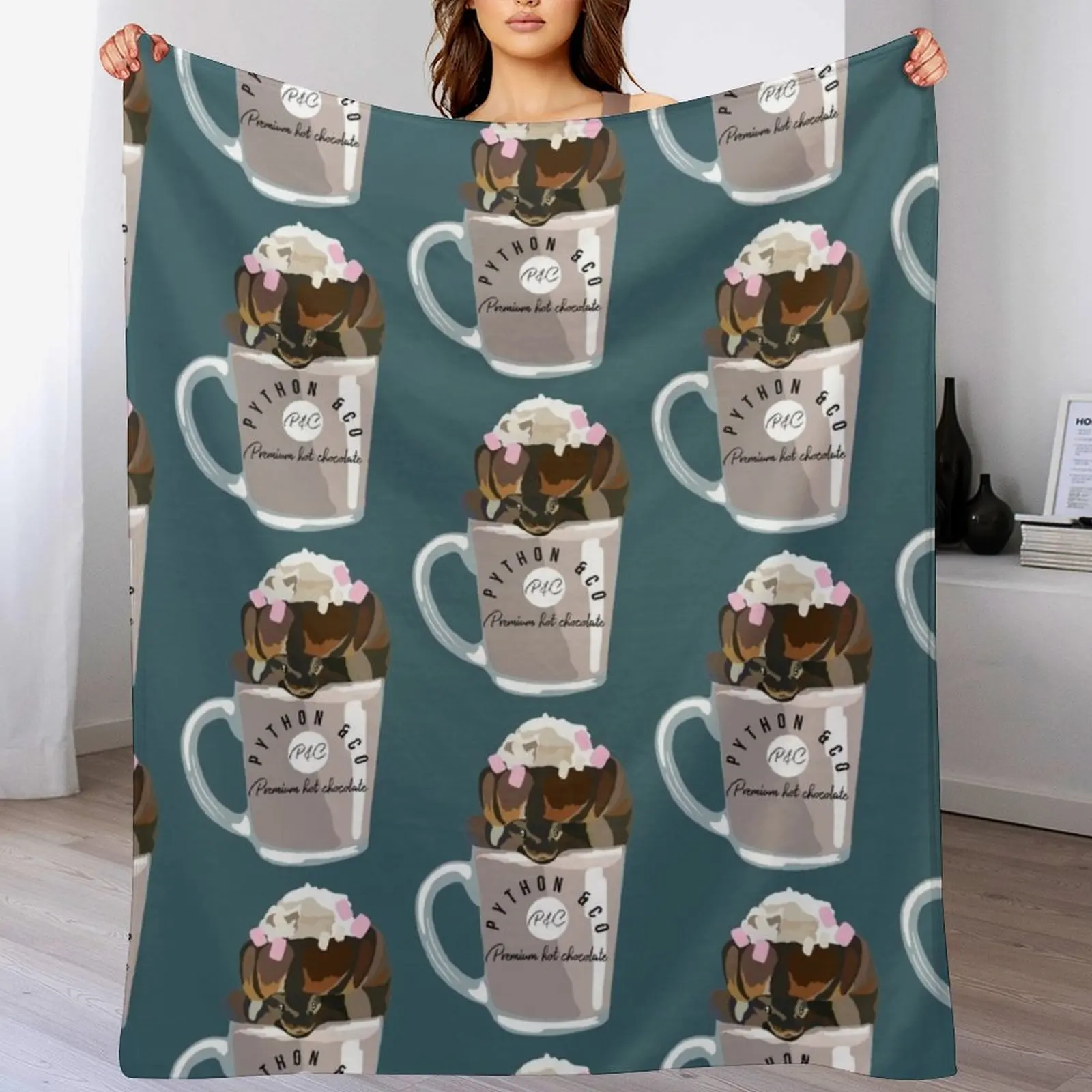 Ball Python Hot Chocolate Throw Blanket Personalized Gift Sofas Moving Polar Blankets