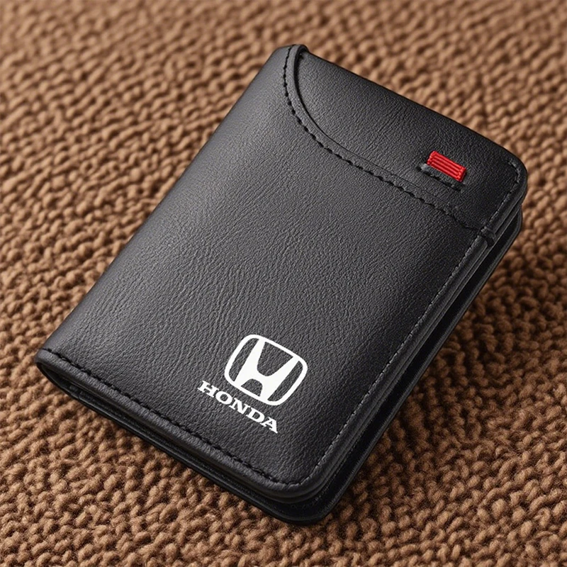 Автомобильный мягкий кожаный мини-кошелек для кредитных карт, портативный маленький кошелек для Honda Mugen Power Civic Accords CRV Hrv Jazz CBR VTEC