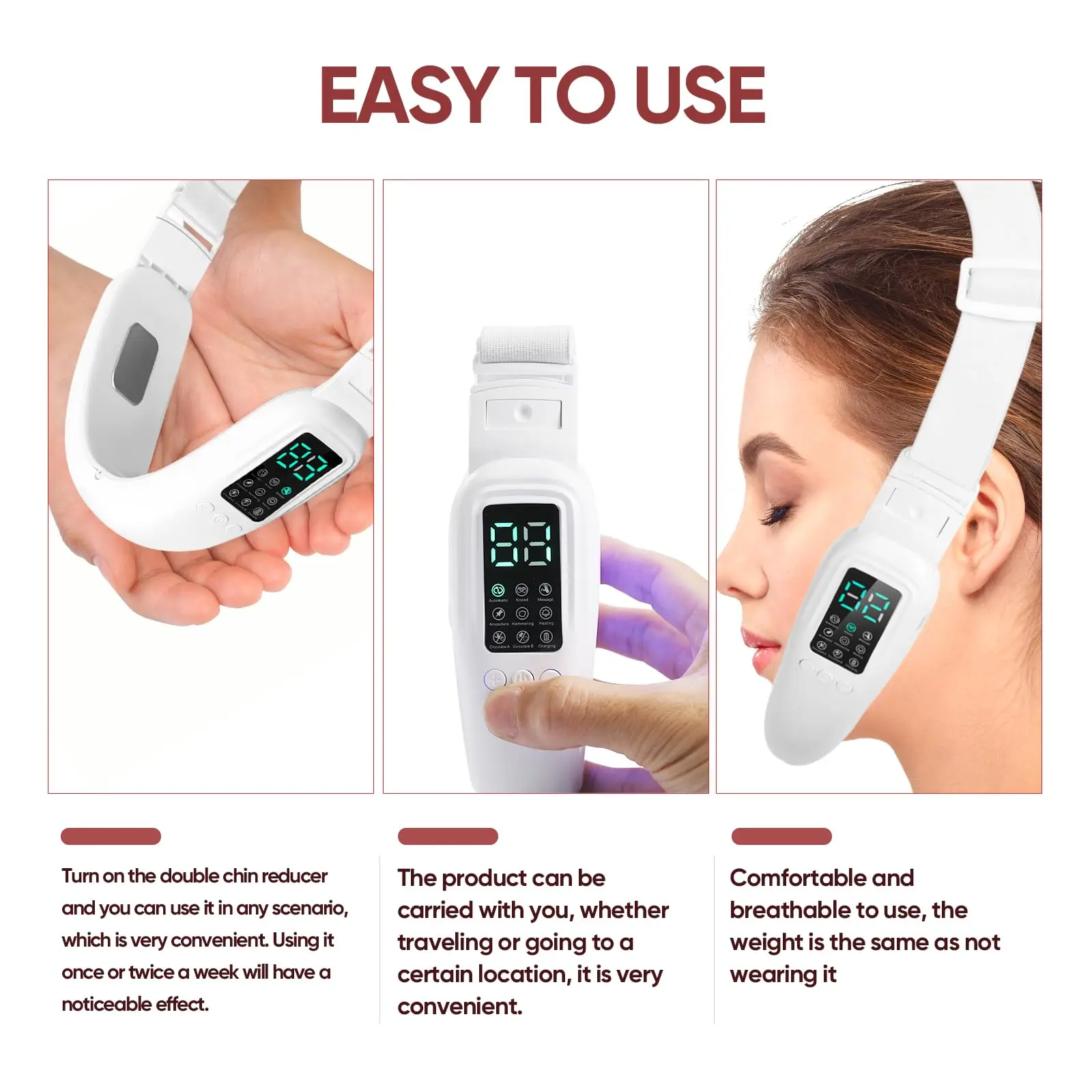 EMS Electric Double Chin Device and V-Face Machine, V-Line Up Lift Belt Face Massage  with  Double Chin Machine for V-Face