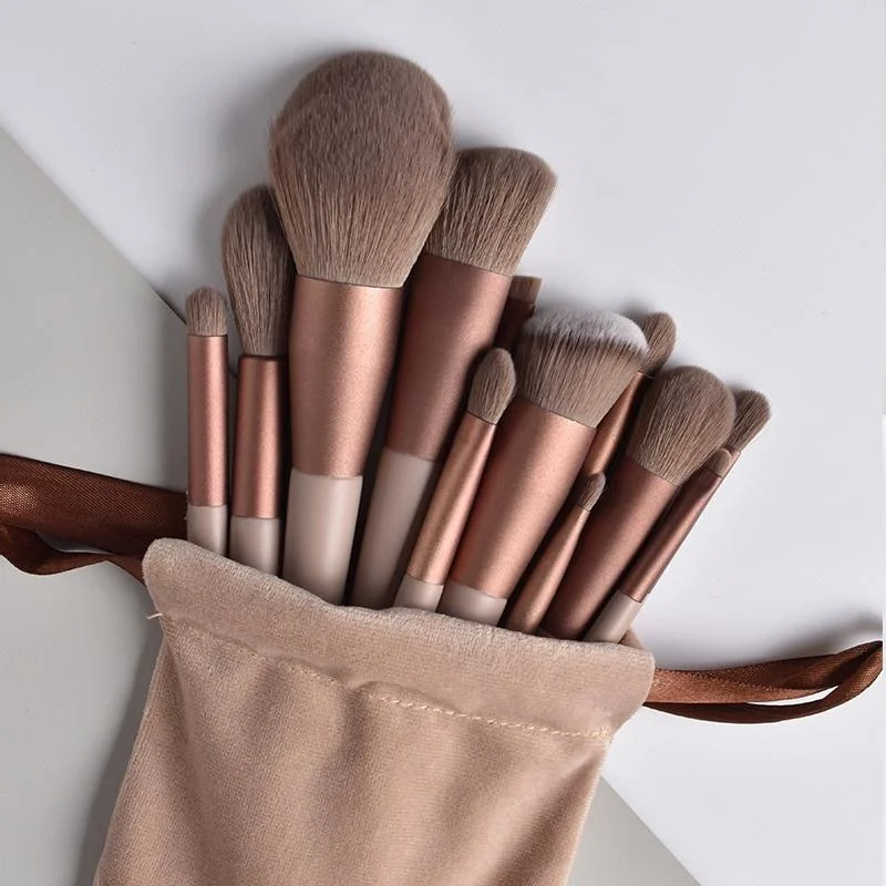 Ensemble de pinceaux de maquillage professionnels, 13 pièces, en fourrure douce, pour poudre, fond de teint, correcteur, outil cosmétique multifonctionnel