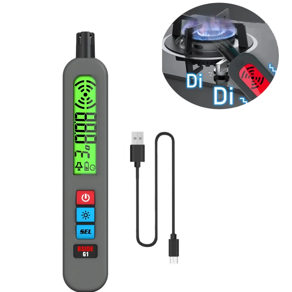 

G1 Gas Leak Detector Combustible Natural Gas Recharge Portable Sound Vibration Alarm LCD Display Methane Alcohol Tester
