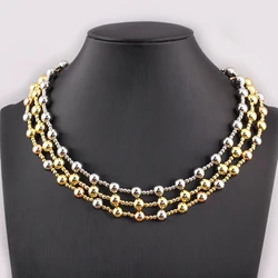 Nidin Hot Sale 6mm/8mm Beads Chain Necklace 3 Colors For Women Fashion Female Punk Style Jewelry Wholesale Accessories Gifts