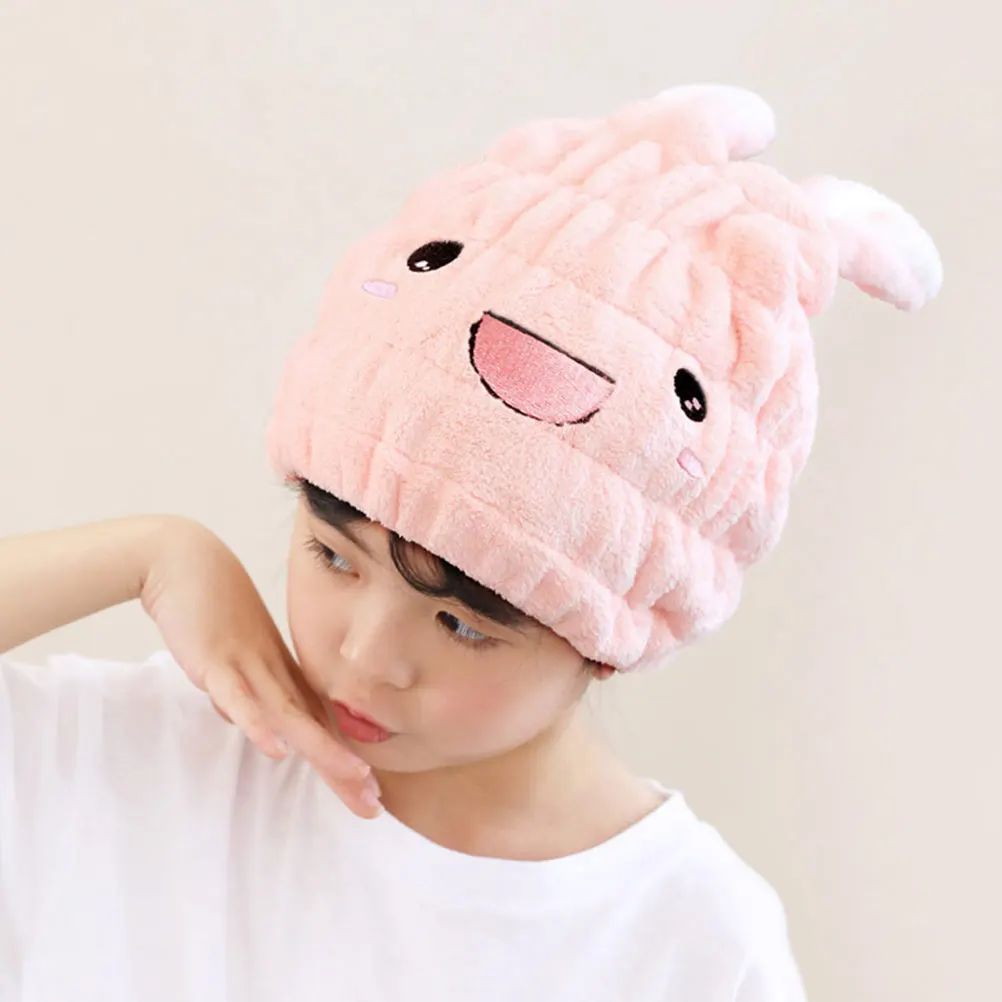 

2Pcs Fast-Drying Hair Towel Wrap Microfiber Hair Drying Cap Bonnet Cute Bunny Ears for Children Strong Water Absorption