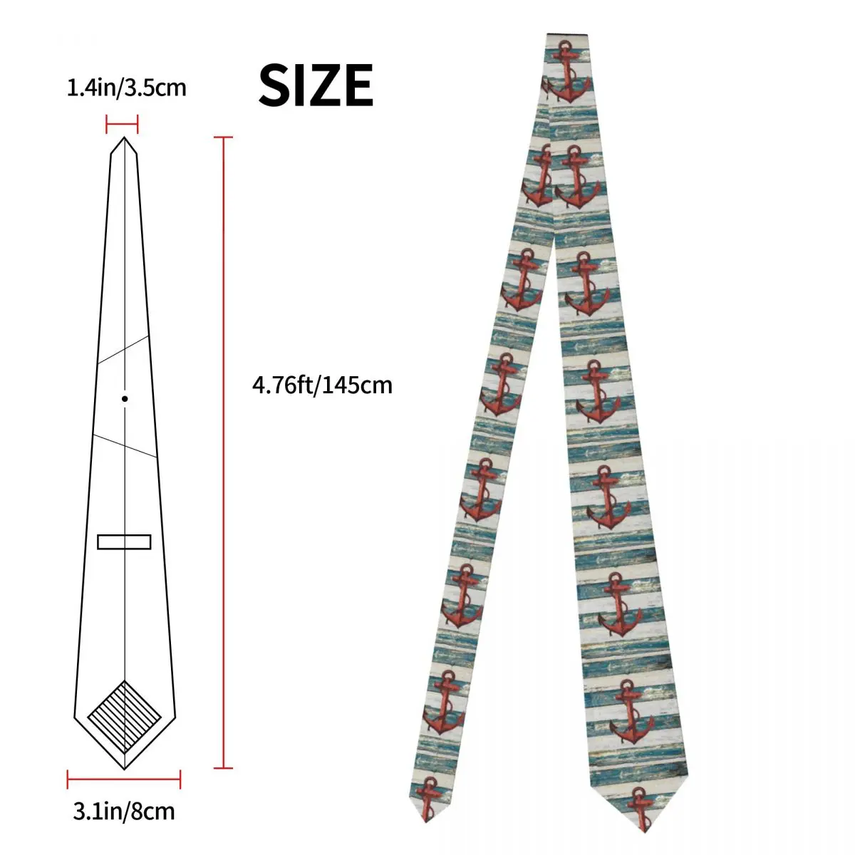 Rustic Anchor Neckties Men Women Fashion Polyester 8 cm Narrow Chic Nautical Neck Ties for Men Accessories Gravatas Wedding