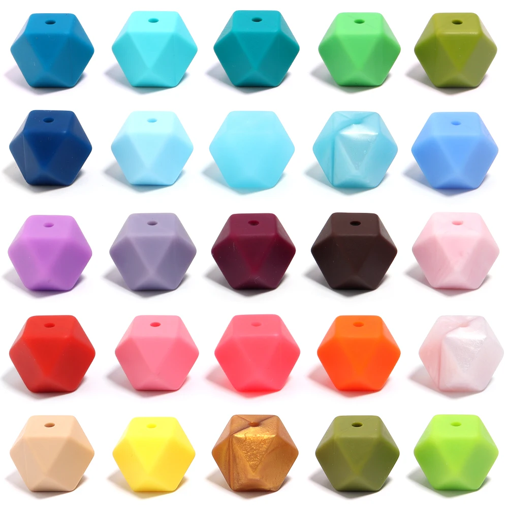 10pcs/lot Colorful Hexagon Silicone Beads Loose Spacer Beads For Jewelry Making DIY Necklace Pacifier Chain Accessories Supplies