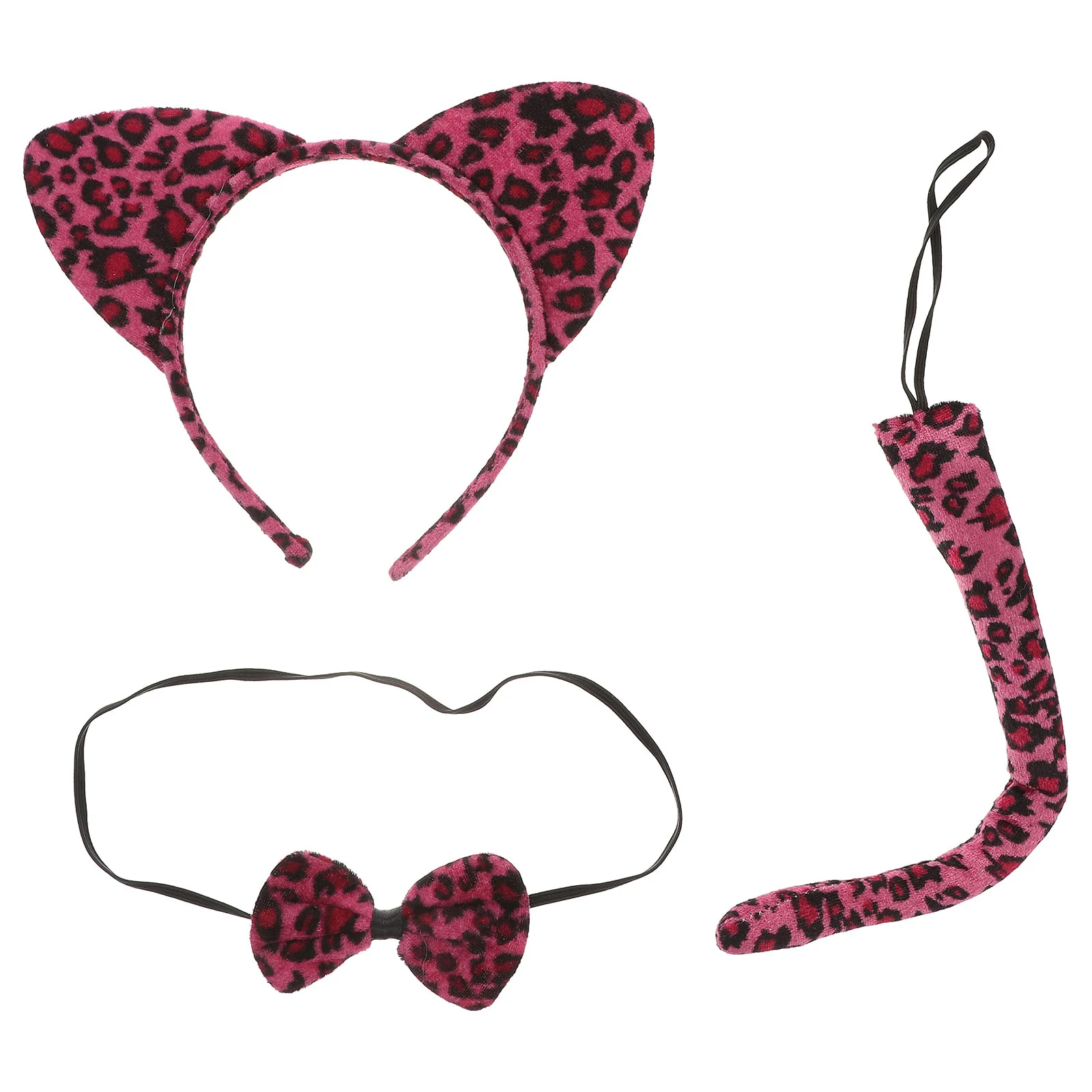 

3Pcs Kids Cat Ears Headband Bow Ties Tail Set Party Cosplay Costume ( Leopard Print) cat cosplay cat cosplay set