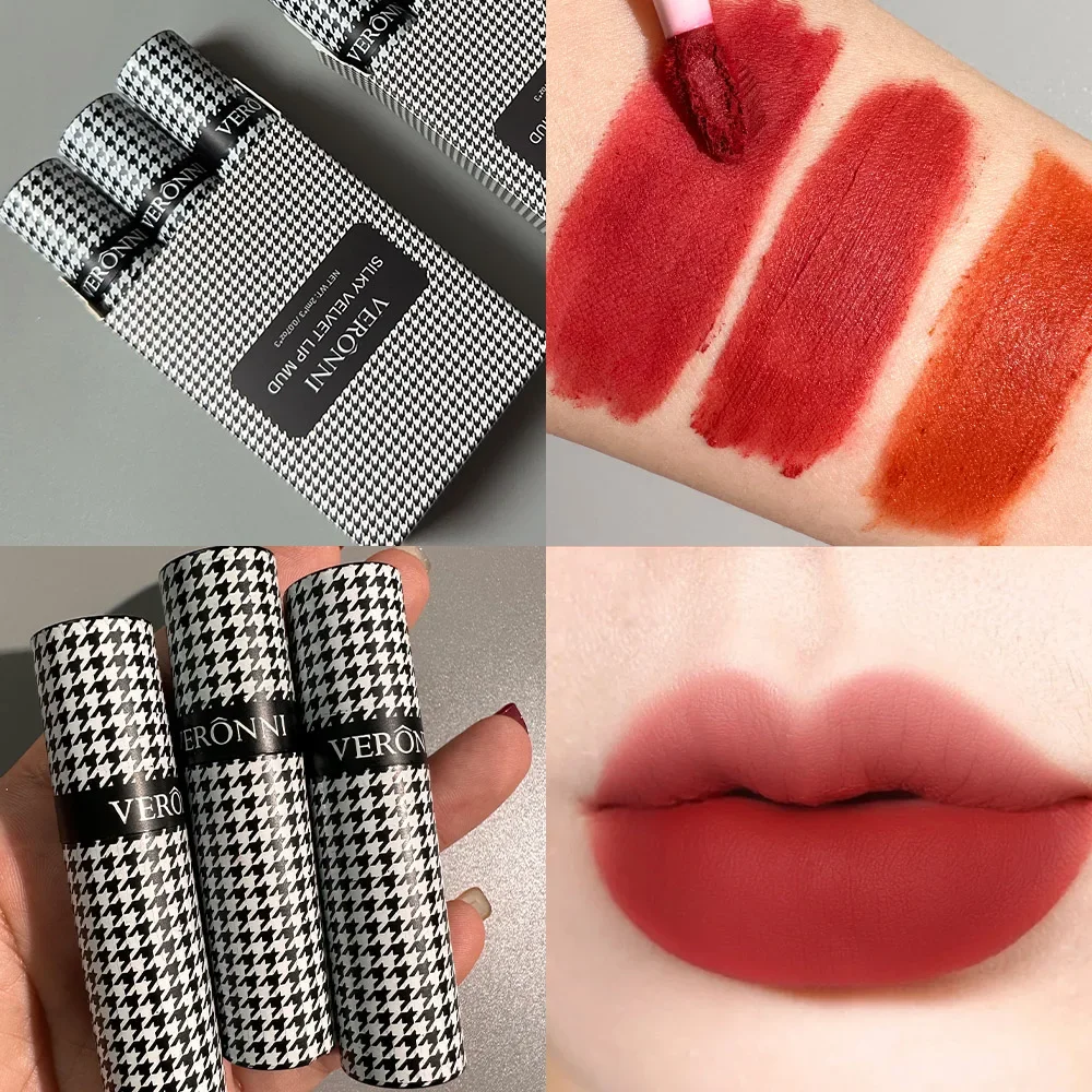 3 Pcs Qianniaoge Lip Color Set Is Suitable for Lip and Cheek Makeup Waterproof and Non Stick Cup Fadeless Lip Color Cosmetics