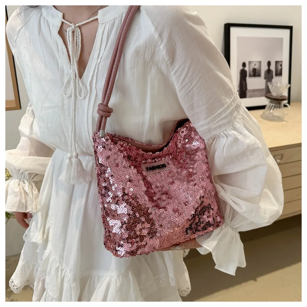 Party Decor Sequins Shoulder Bags Messenger Bag Organizer Makeup Bag Sequins Bucket Bag Cosmetic Bag Handbag Lady Girls Women