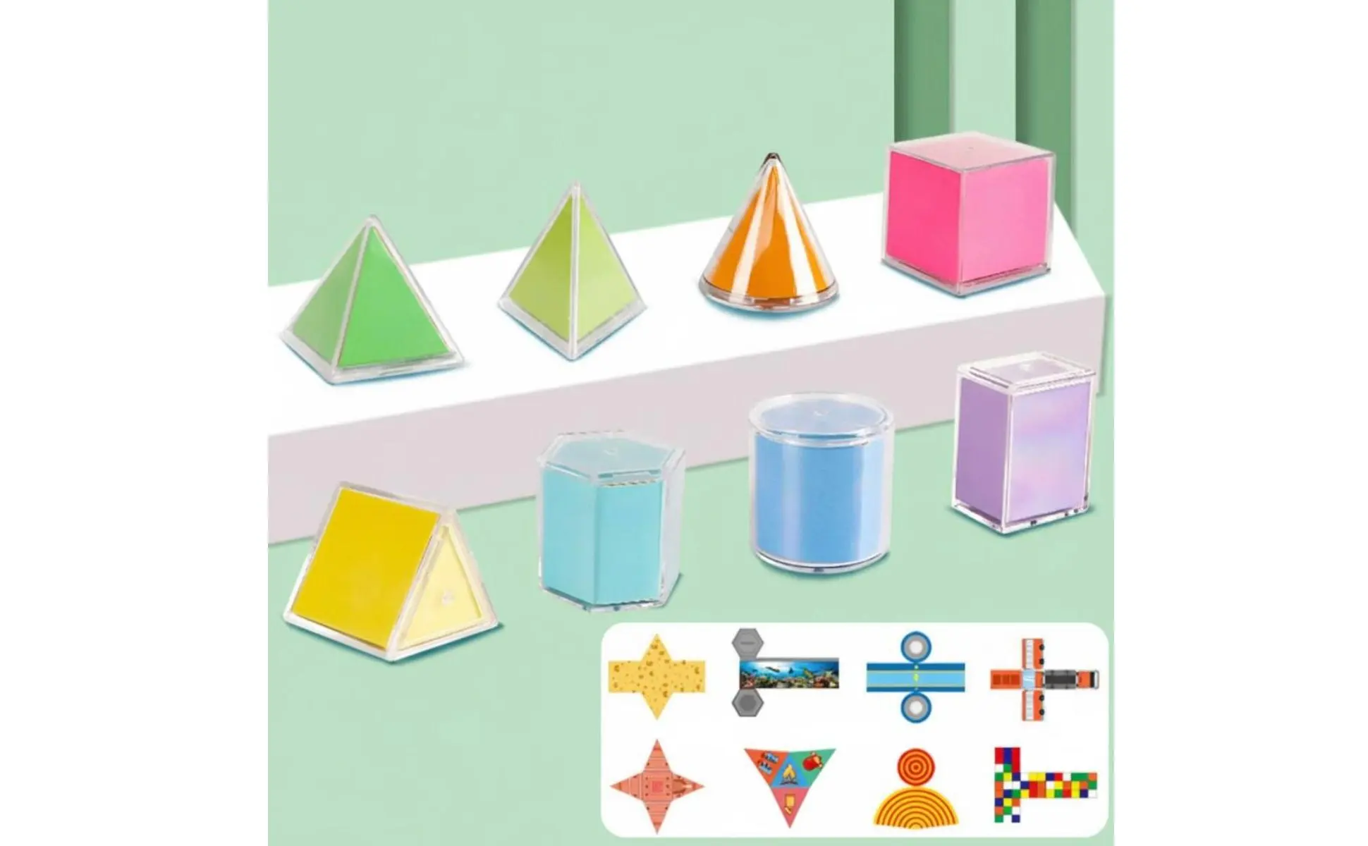 8 Pieces Transparent Geometric Solids Hands-on Learning Transparent Geometry Models Math Manipulatives Forms Long-Lasting
