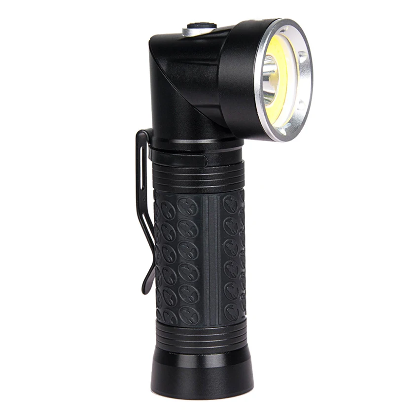 T6 + COB 90 Degree Rotating Working Flashlight, Powerful LED Torches Lamp, Portable, White, Red Light for Outdoor Camping