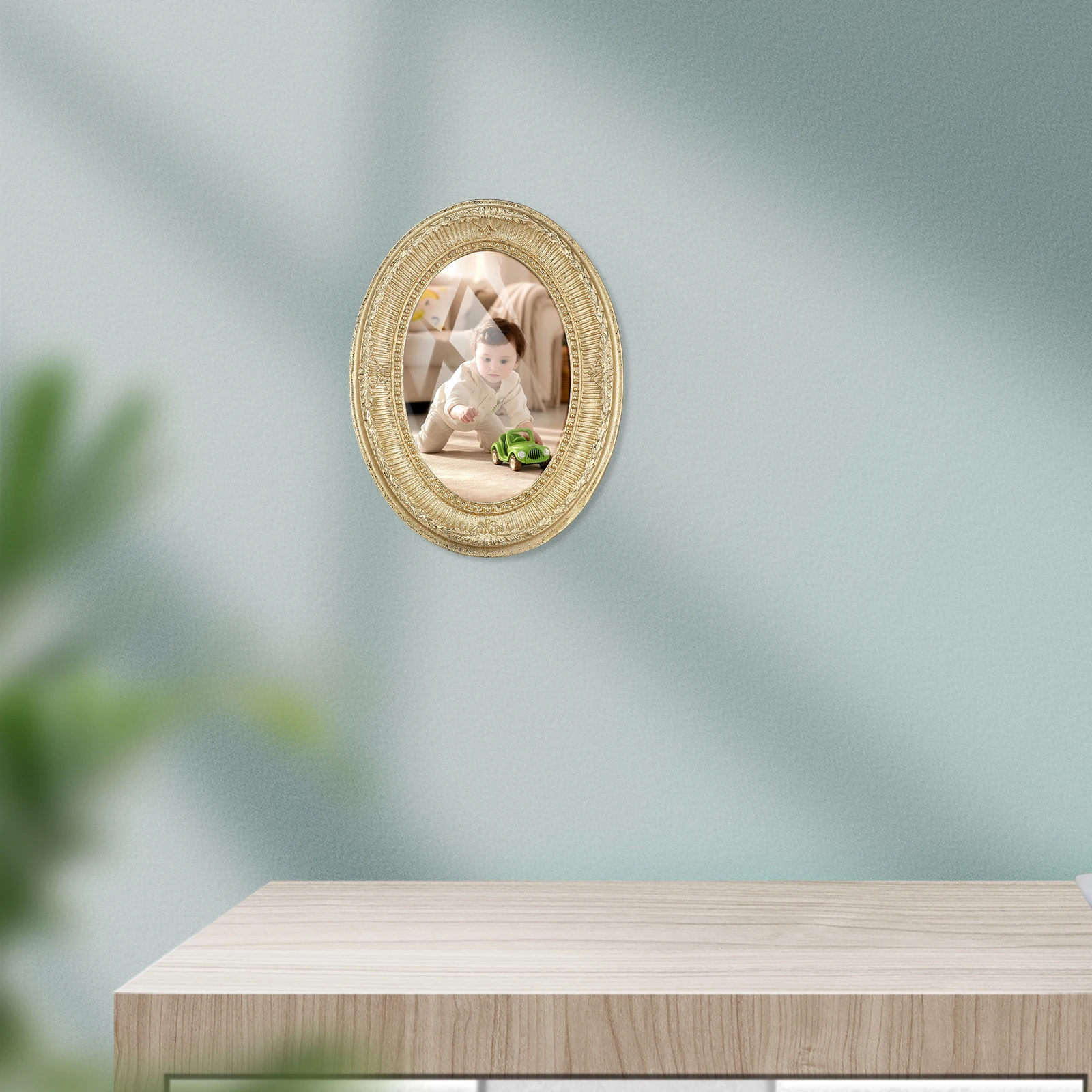 

Vintage Resin Gold Oval Picture Frame Retro Decorative Home Ornament Wall Table Display Frame For Photos Memories Gift Idea