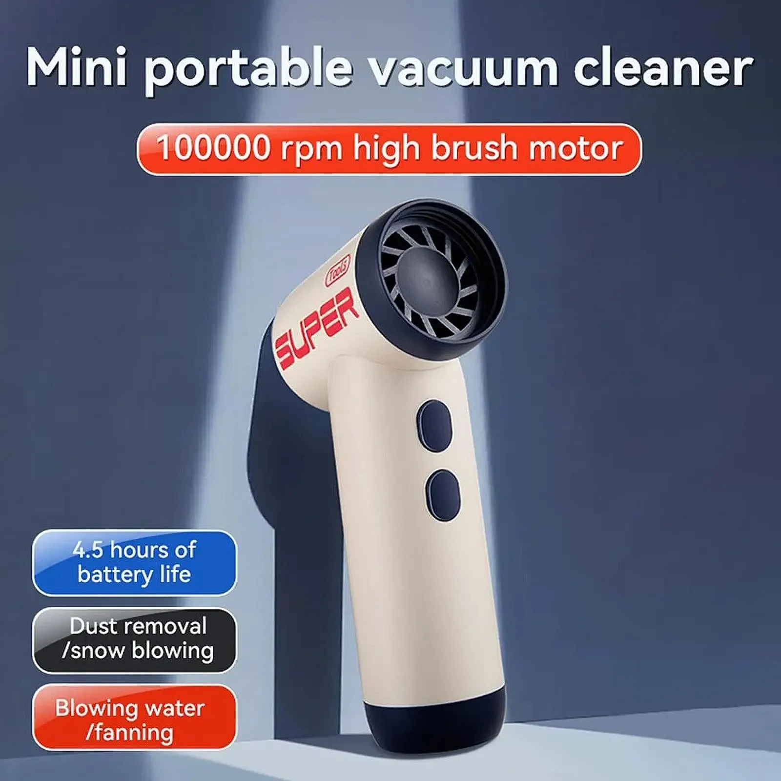 Portable 3-in-1 Wireless Handheld Fan & Mini Hair Dryer - USB Rechargeable Mutli-Blower for Travel/Camping/Emergency