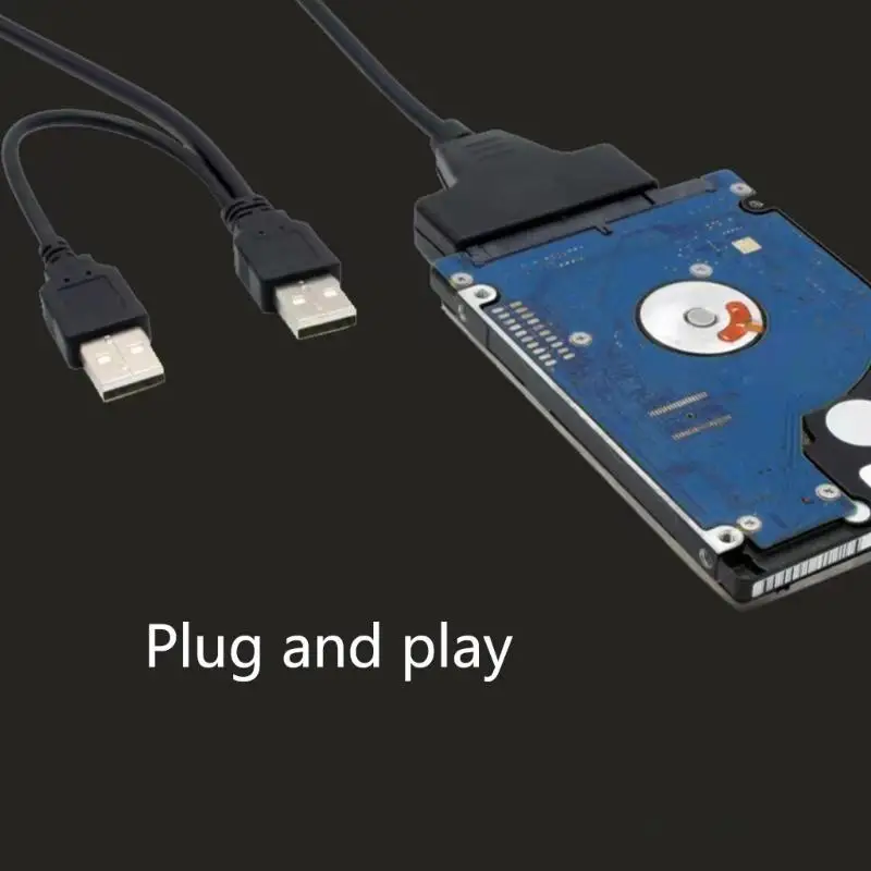 Y1ub Efisien USB ke kabel SATAS untuk menghubungkan 2.5 inci HDD/SSD ke laptop, termasuk port daya untuk drive yang lebih