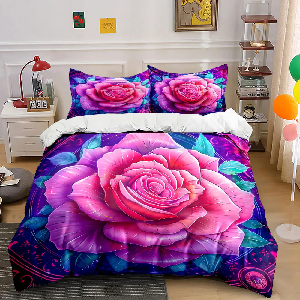 

"Elegant Rose-Themed Three-Piece Design" Exquisite three-piece bedding set gift for kids and adults