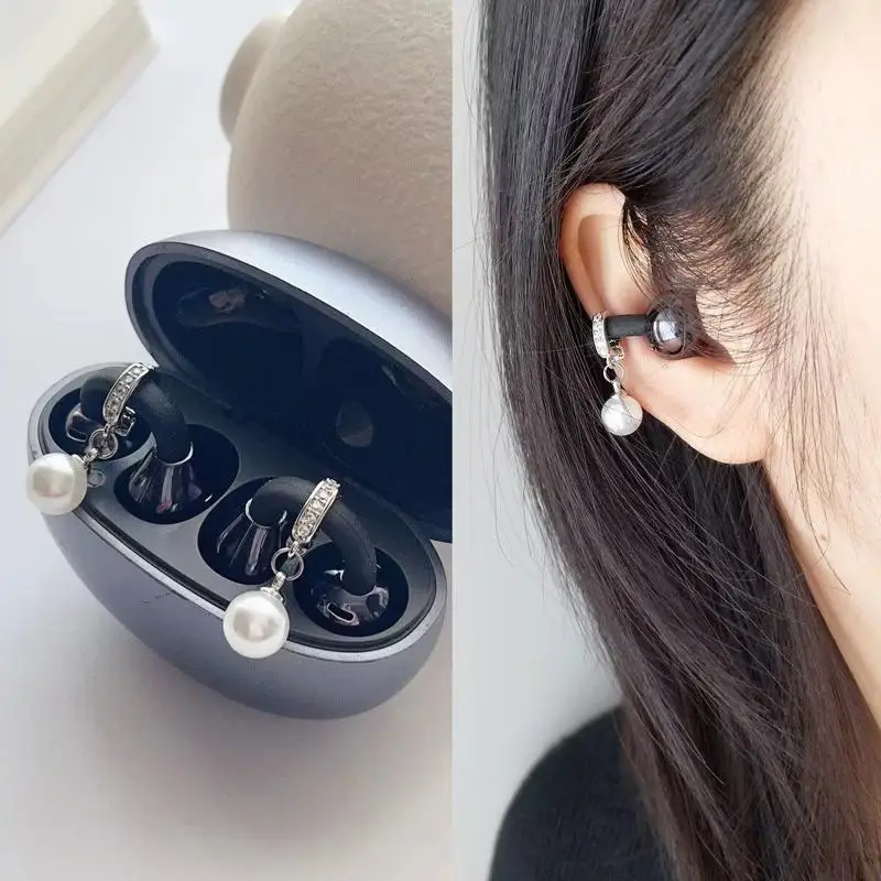 Elegant Pearl Headphone Rhinestones Buckles Clip On Attachment For FreeClip 1 2 Zircons Embellishment