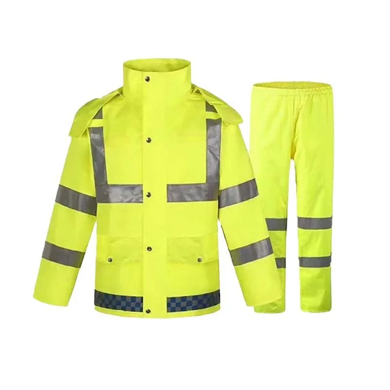 Duty Split Raincoat Property Garden Traffic Adult Full Body Anti Rainstorm Split Reflective Raincoat Rain Pants Suit