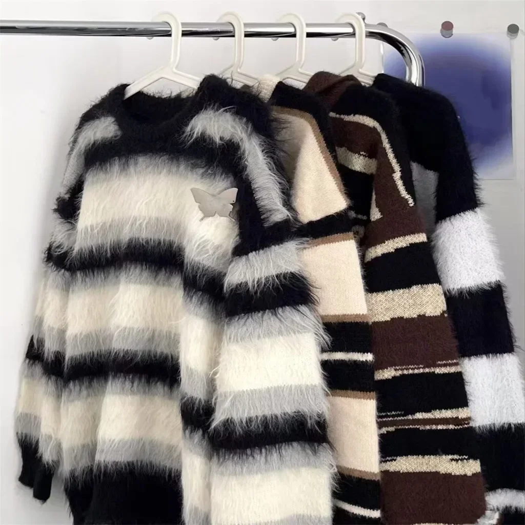 

Корейский стиль, утолщенный женский свитер с круглым вырезом, свободный ленивый стиль, осень-зима, Новое поступление, прямая трансляция, вязаный свитер