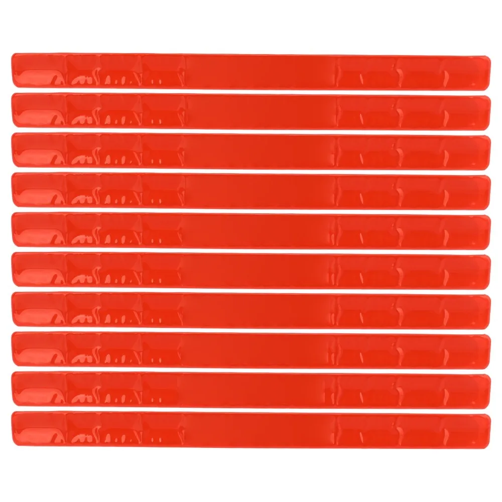 

10PCS Safe High Visibility Reflective Slap Bands Steel 40*3cm Snap Bracelet Armbands Safety Reflector Strips for Adults
