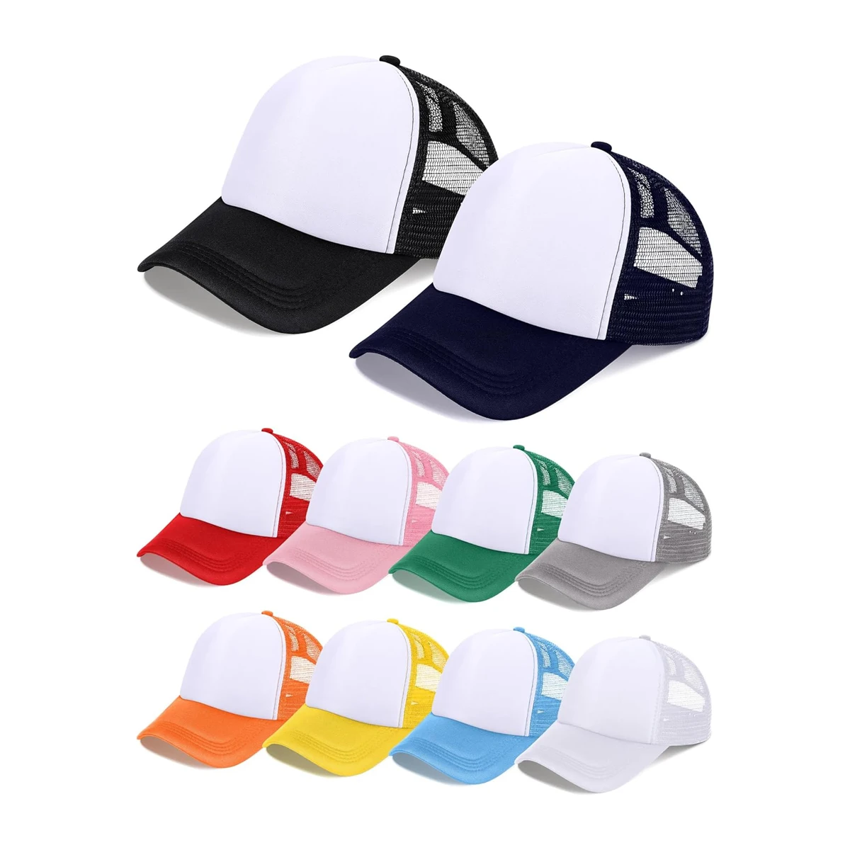 Sublimation Blank Trucker Hats Bulk Mesh Baseball Cap Polyester Mesh Trucker Hat for Men and Women