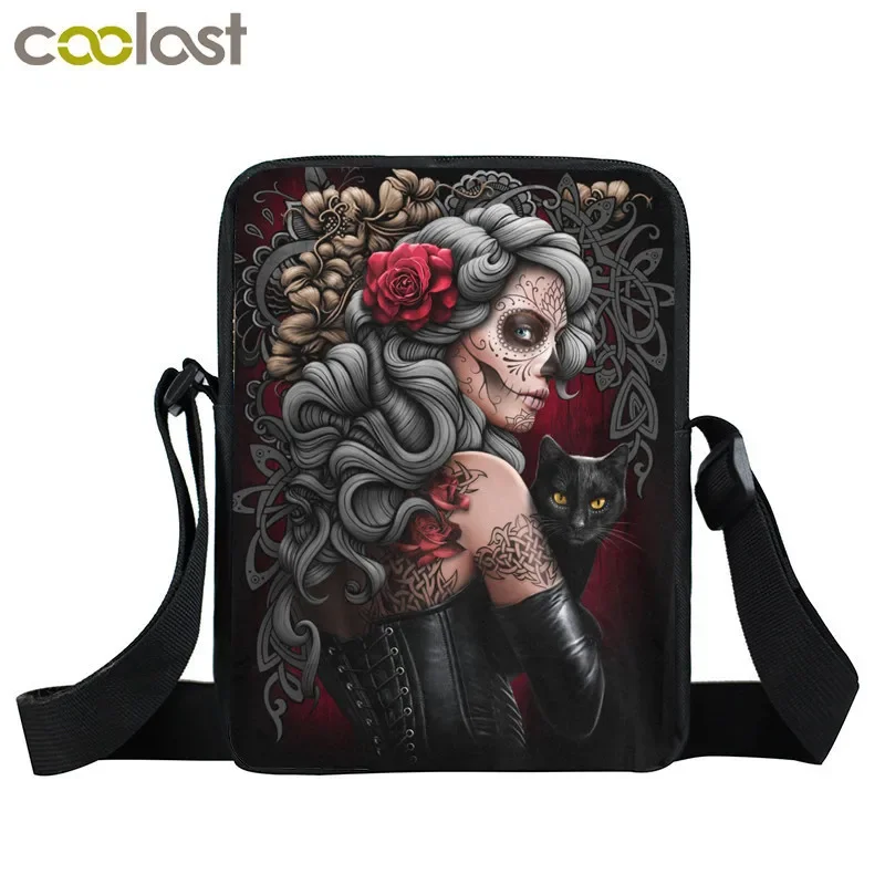 Ciemna gotycka torba kurierska Punk torebki damskie Grim Reaper nastoletnia torba na ramię czaszka damskie torby typu Crossbody na kopertówkę podróżną