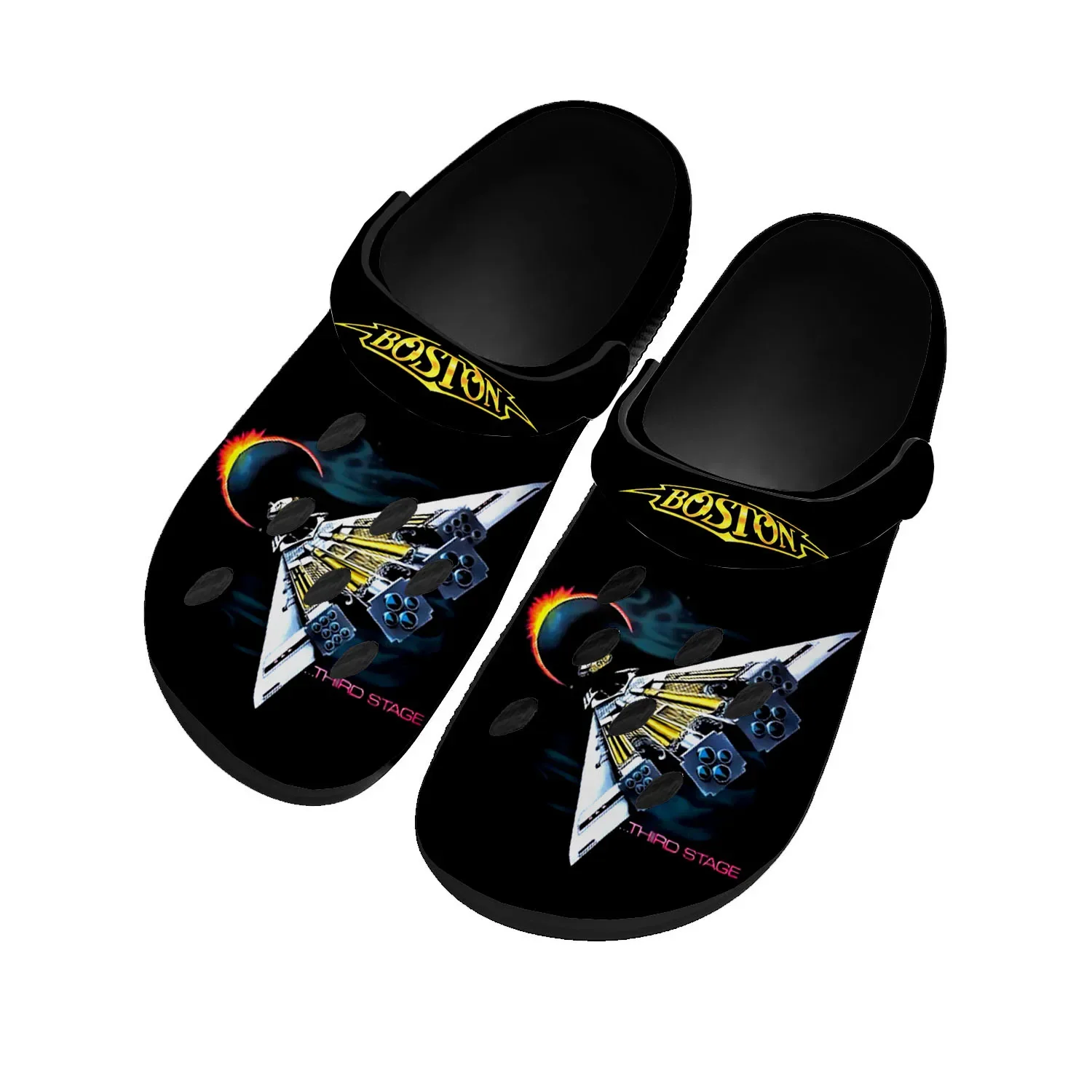 

Boston Band Rock Band Home Clogs Custom Water Shoes Mens Womens Teenager Shoe Garden Clog Breathable Beach Hole Slippers Black