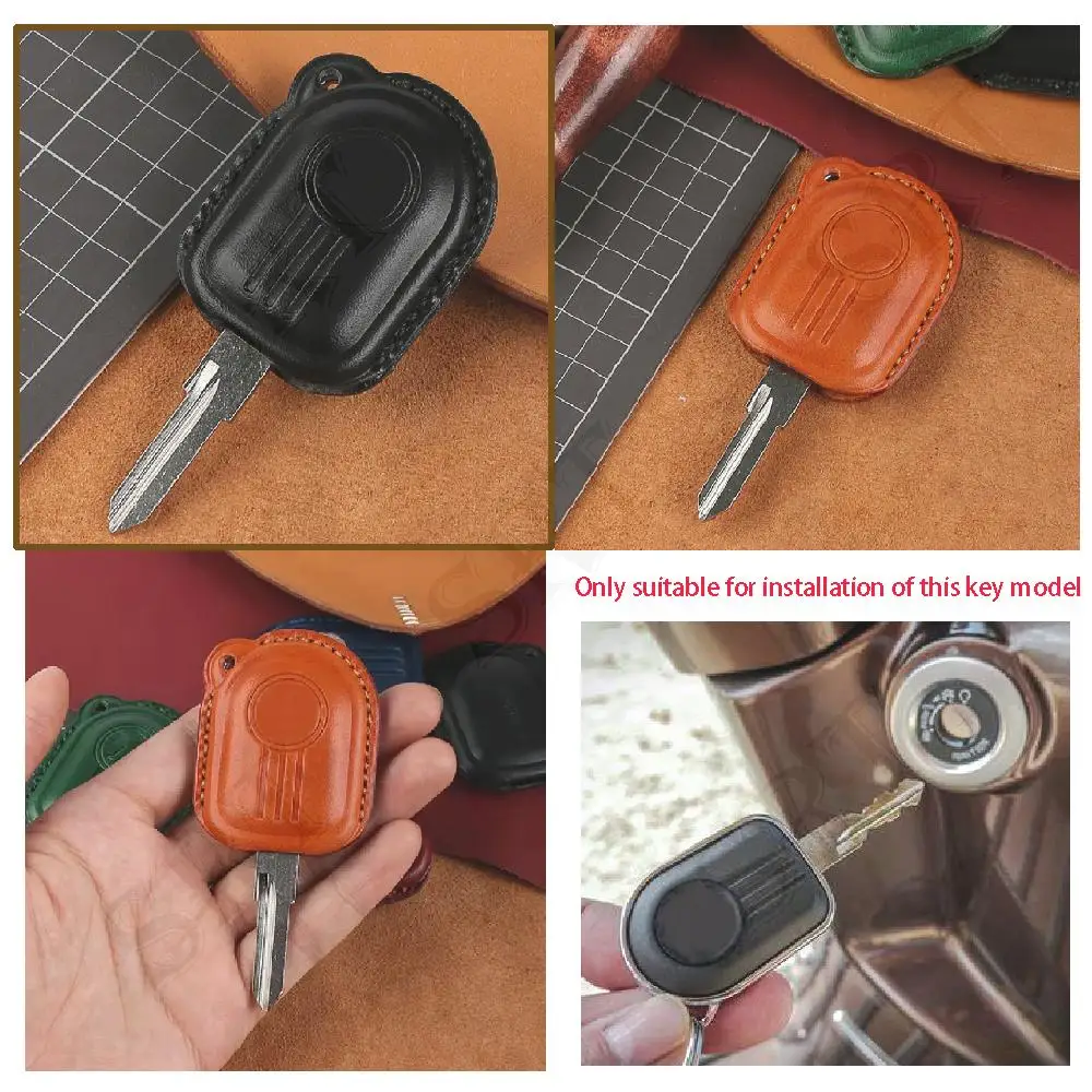 Motorcycle accessories Key Leather Cover Case For Peugeot Django 50 125 150 Scooter key holster Key Chain Keychains Key Rings