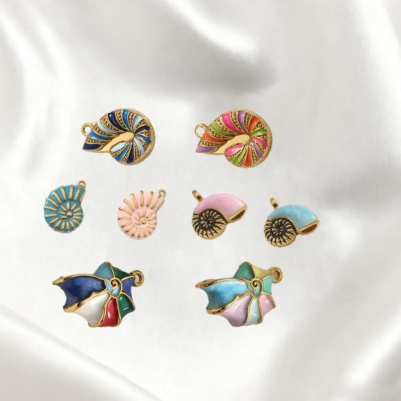 Creative Jewelry Making Pendant Conch Stainless Steel Texture Crafting Supplies Suitable for Necklace Bracelet