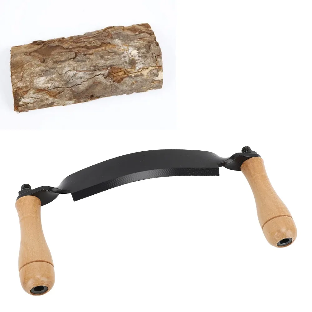 Durable Black Draw Shave Tool Curved Type Ergonomic Handle Draw Knife Tool Wooden Handle Ultra-Sharp Blade Bark Peeler Tool