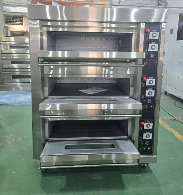Commercial 3 Deck 6 Trays Gas Baking Oven Stainless Steel Bakery Oven For Bread Pizza Cake CE Certified