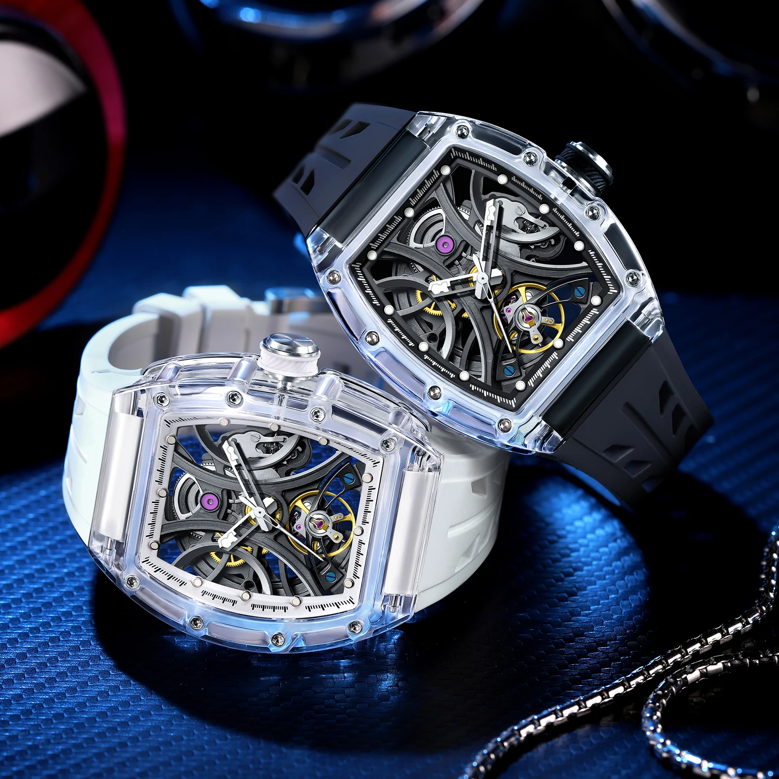 DANIEL GORMAN New 42MM Skeleton Dial Men's Mechanical Watch Luxury Brand Sapphire Glass Automatic Watch 50M Waterproof Watch Men