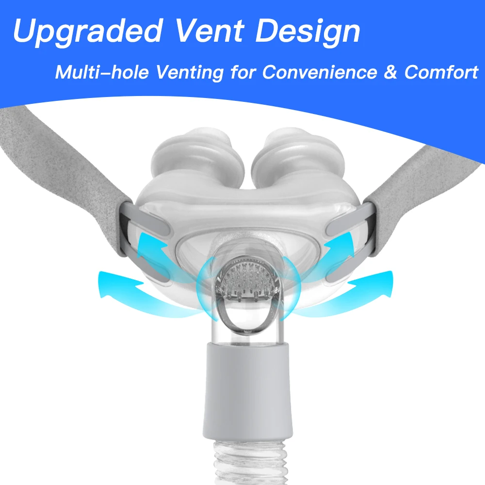 Nasal Pillow Mask CPAP Nasal Mask Anti Snoring Sleep Apnea with Headgear S M L Pads Suitable for Auto CPAP BIPAP Machine OSA CSA