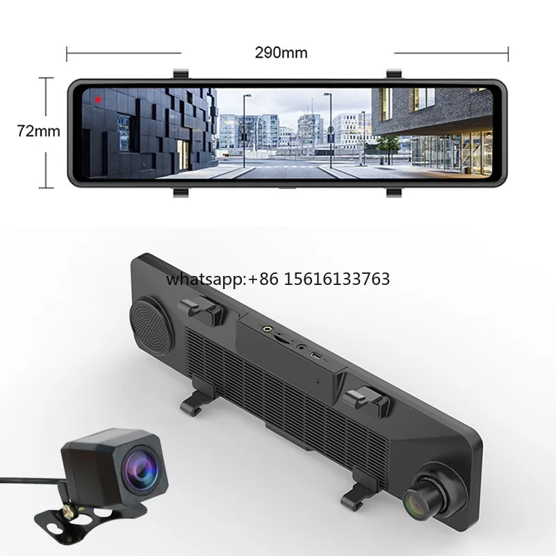 

Android 8.1 12'' Car RearView Mirror Dash Cam Stream Media Dual Lens 1080P Camera ADAS DVR Dash Cam 4G Wifi GPS Navigator