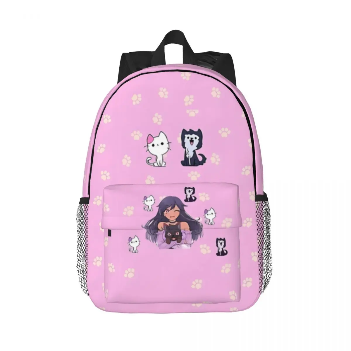 Aphmau-Paquete de pegatinas para mascotas, mochila para niñas y niños, gran capacidad, mochila para estudiantes, mochila impermeable ligera, 15 pulgadas