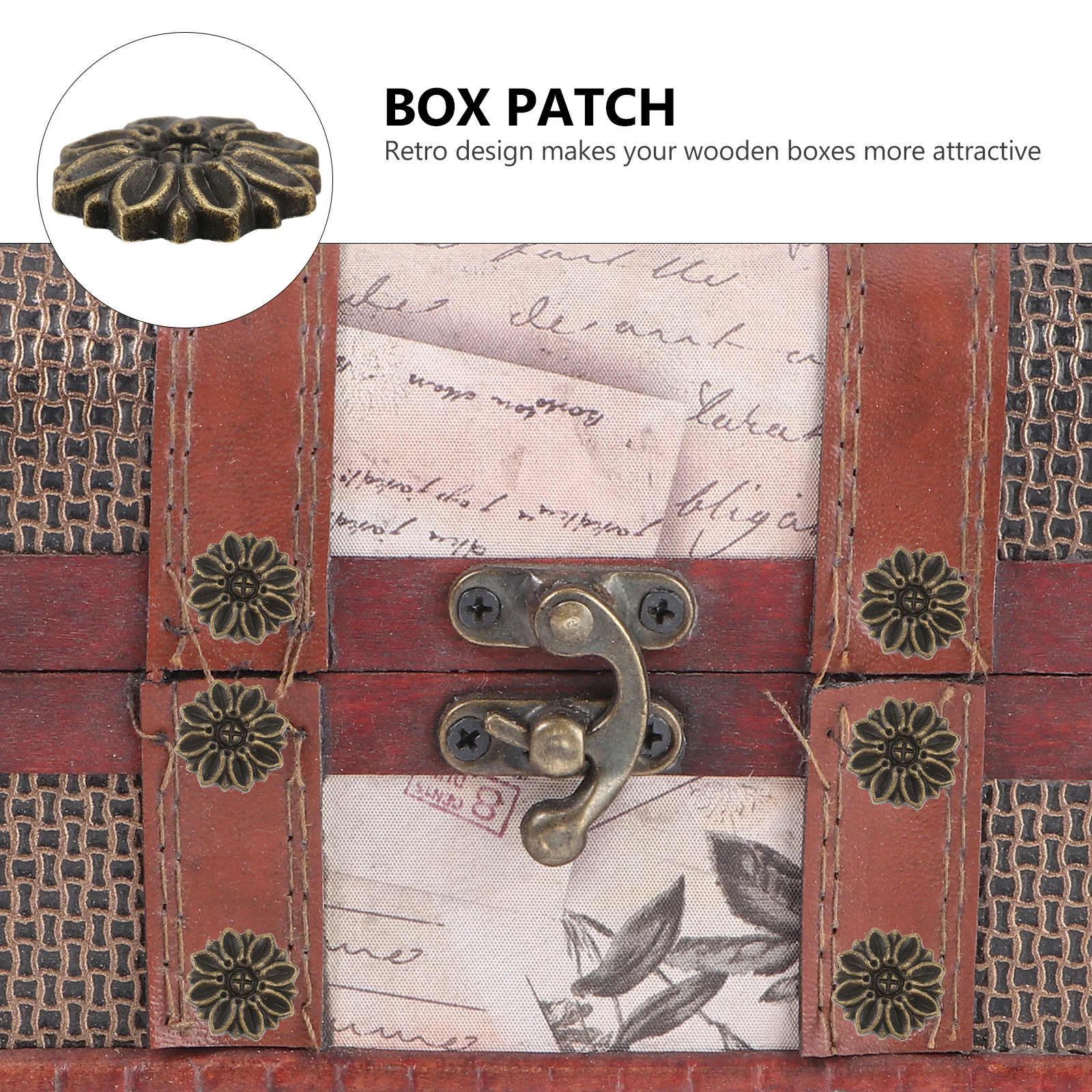 

20Pcs Box Paster Zinc Alloy Decorative Accessory Retro Design Easy to Apply Sturdy Wooden Box Adornment for Furniture