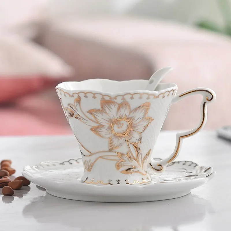 Ceramic Coffee Cup Household European Simple Bone China Flower Tea British Afternoon Cup Dish Gift Set Tea Cup Set