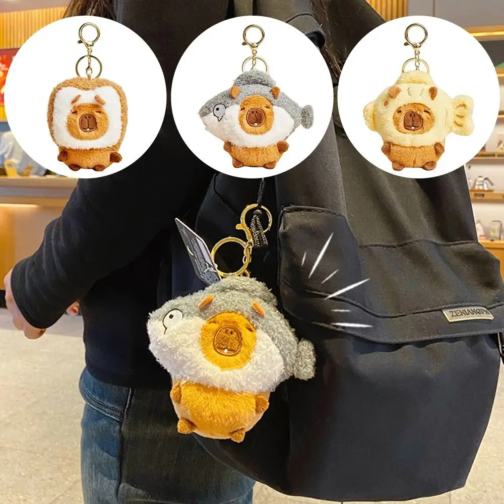 Plüsch Capybara Anhänger lustig machen einen Ton ausgestopfte Puppen tasche Anhänger hängen Ornament Paar Schlüssel ring Tasche Dekoration