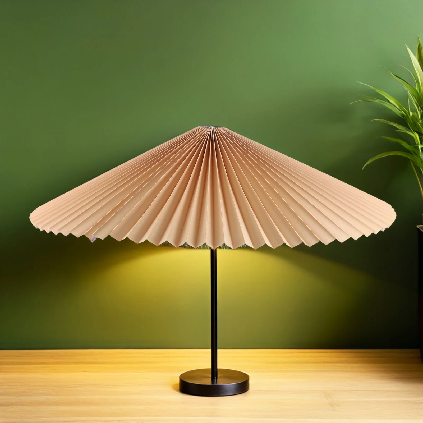 

Pleated 20 Bottom X 10 Slant Rotating Fabric Umbrella Lampshade Khaki for Table Lamp Pendant Ceiling Light 360 Rotating Cloth
