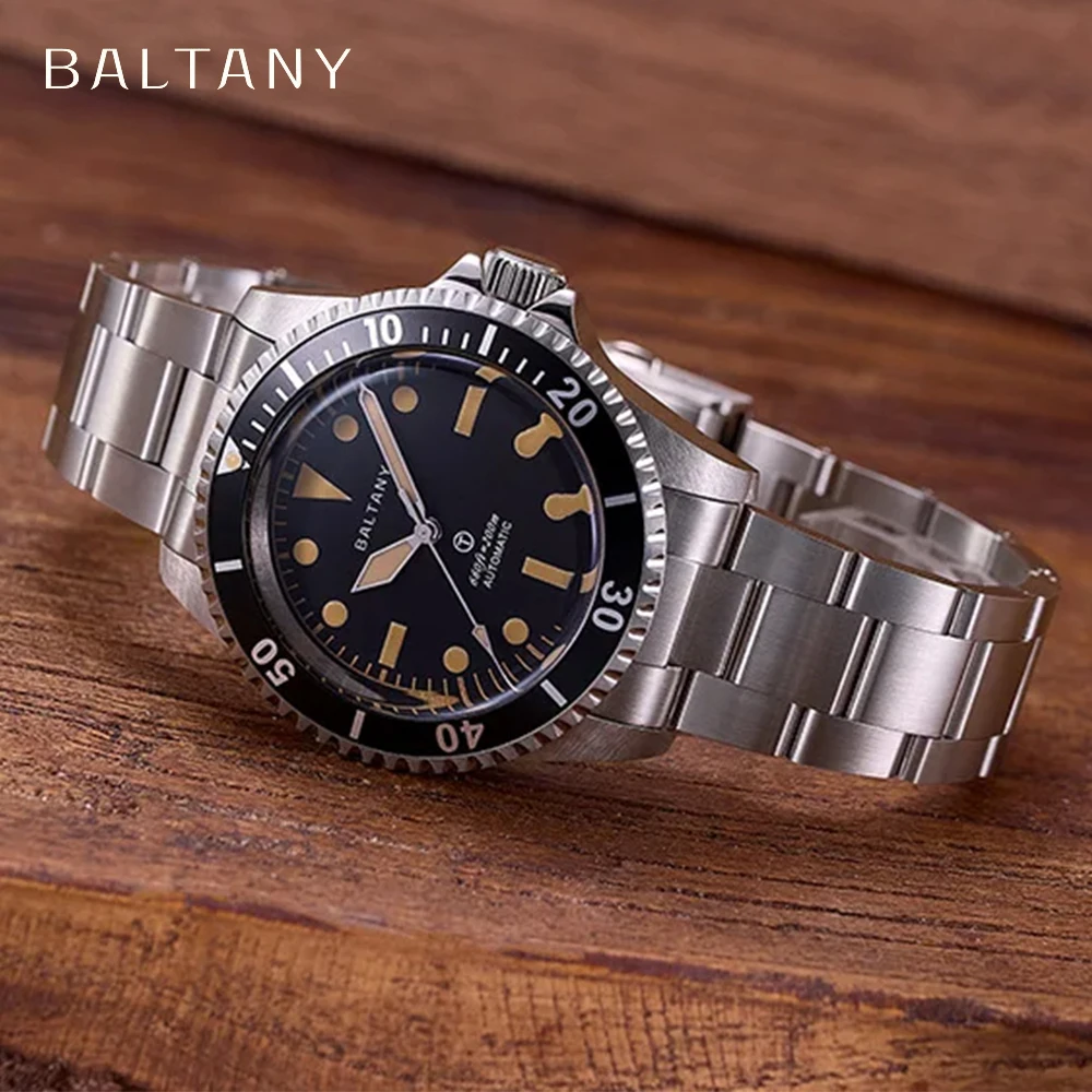 Baltany 2024 Homage Vintage Men\'s Automatic Mechanical Watch NH38 Stainless Steel Waterproof Lumin Diver reloj hombre S3075