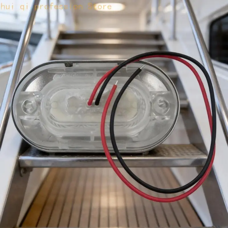 Marine Walkway Light for Damp Use Areas on Boats, Stainless Steel Stair Step Courtesy Lamp for Deck Corner Routes and Low