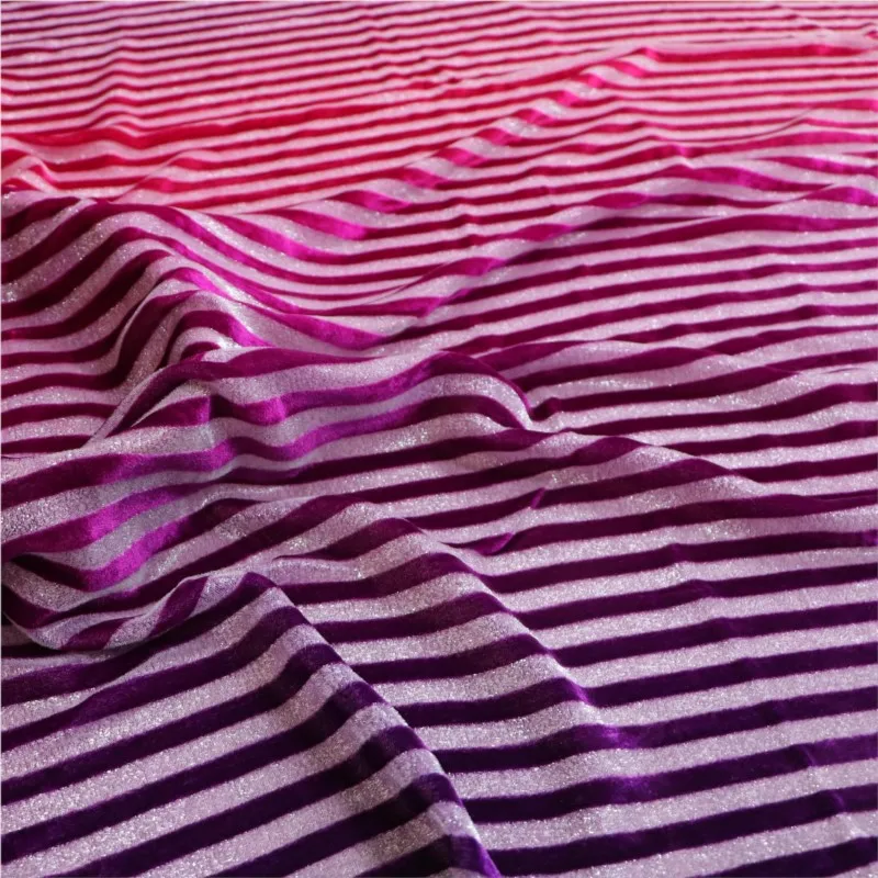 실크 밝은 줄무늬 그라데이션 벨벳 직조 조젯 원단 나이트드레스 및 이브닝 드레스용