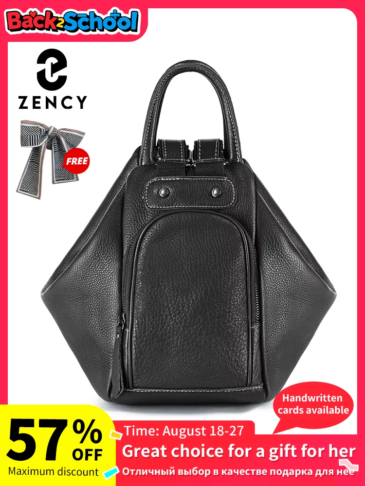 

Zency Genuine Leather Women's Backpack Knapsack Large Capacity 2025 Designer Shoulder Bag Rucksack For Travel Large Storage Bag