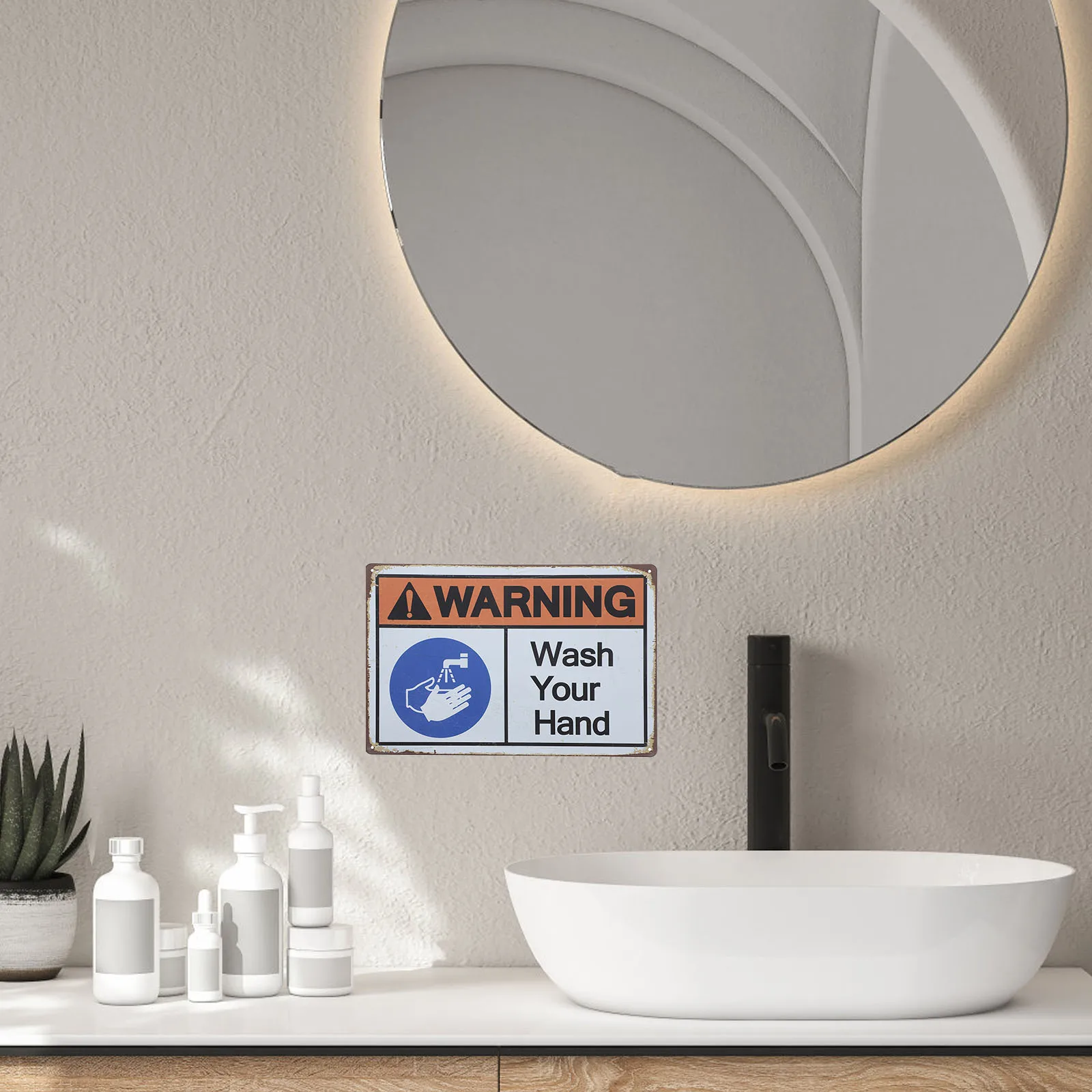 

Wash Your Hands Sign Iron Safety Warning Sign For Public Restrooms Laboratories Workplace Caution Stickers Hand Washing