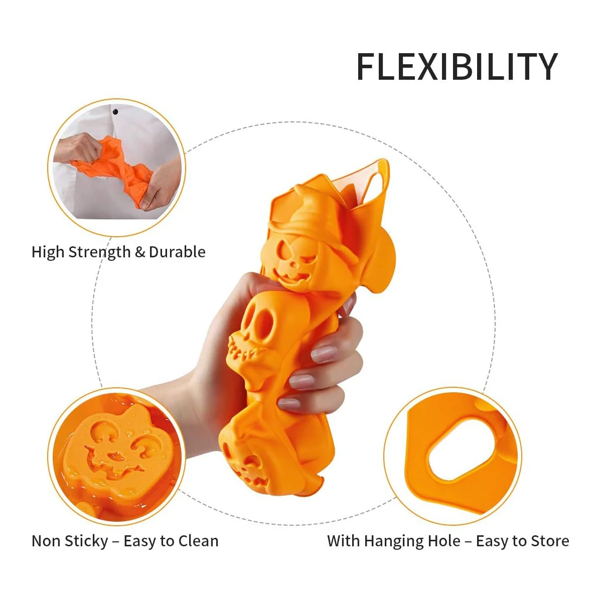 Halloween Silicone Baking Molds - 3PCS, Non Stick Pumpkin Molds, Perfect for Making Ice Cube, Chocolate, Cupcakes