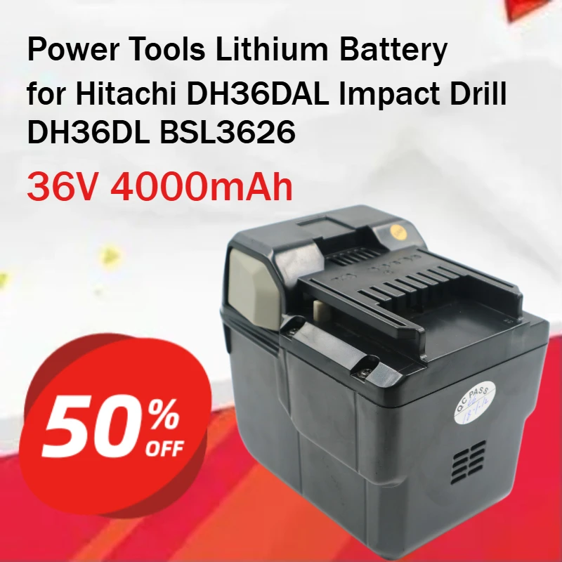 36V 4000mAh Power Tools Lithium Battery for Hitachi DH36DAL Impact Drill DH36DL BSL3626 Grade A Full-Capacity Cells