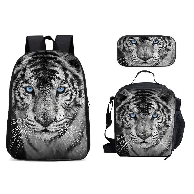 Harajuku Popular nuevo Animal caballo estampado 3D 3 unids/set mochilas escolares para estudiantes mochila para ordenador portátil bolsa de almuerzo estuche para lápices