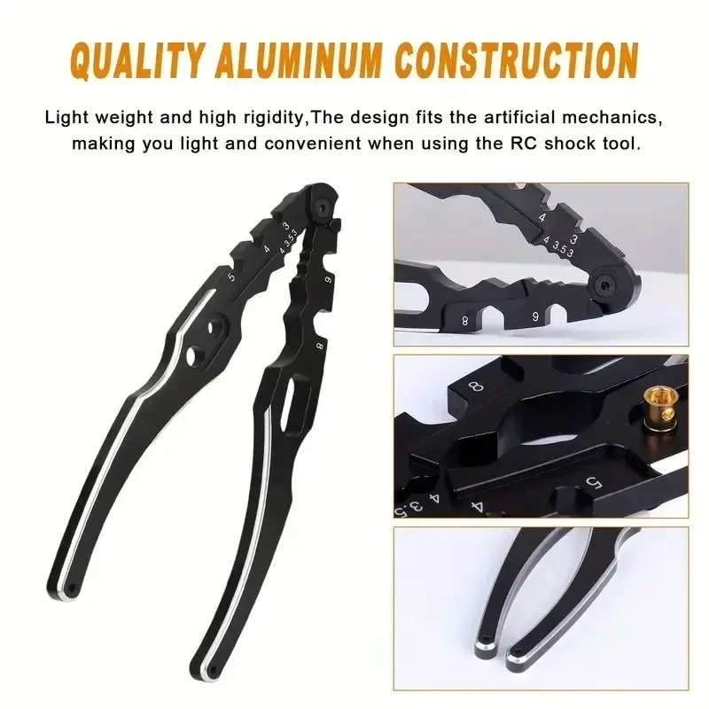 Rc Auto Multifunzione In Lega di Alluminio Ammortizzatore Morsetto Pinze Ammortizzatore Assemblaggio Strumento di Smontaggio Per 1/10 1/8-AA02