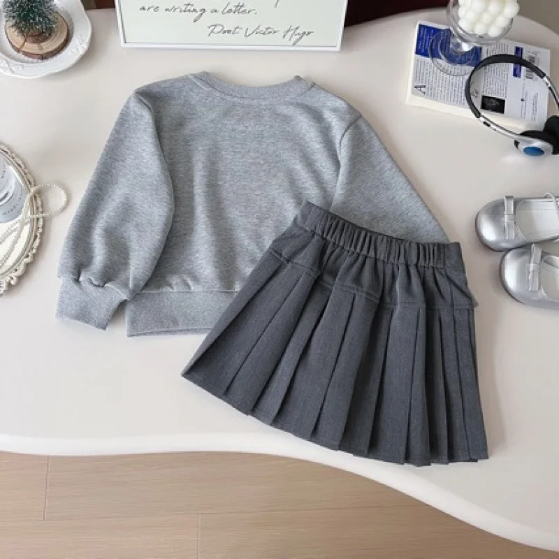 

Girls' Sweatshirt Set Autumn Children's Clothing Bowknot Casual Stylish Cute Baby Girl Dress Set Wholesale