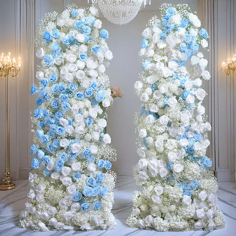 

2M Blue Artificial Flower Cake Tower Wedding Road Leading Showcase Exhibition Hall Commercial Beauty Chen Decor