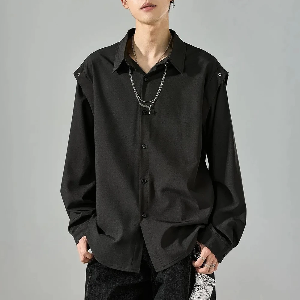

Summer New Men's Solid Color Shirt American Retro Fashion Trendy High Street Casual Simple Loose Breathable Niche Men's Top