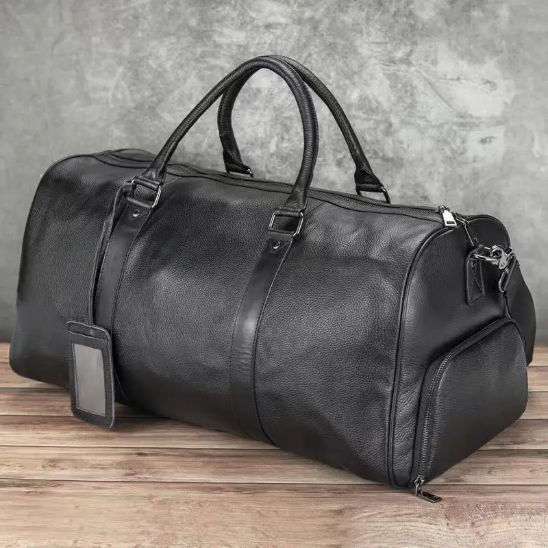 New Fashion Cow Genuine Leather Travel Bags Handbags Men Shoulder Bag Men's Messenger Luggage Laptop Bags with Shoe Position